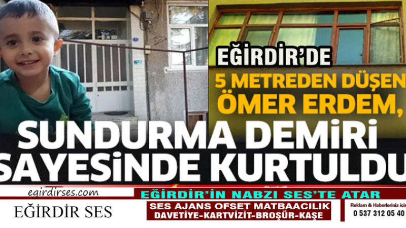 5 metreden düşen Ömer Erdem, sundurma demiri sayesinde kurtuldu