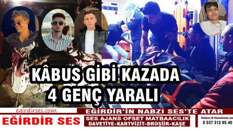 İki Doğan Otomobil Kafa Kafaya  Çarpıştı : 4 Genç Yaralı