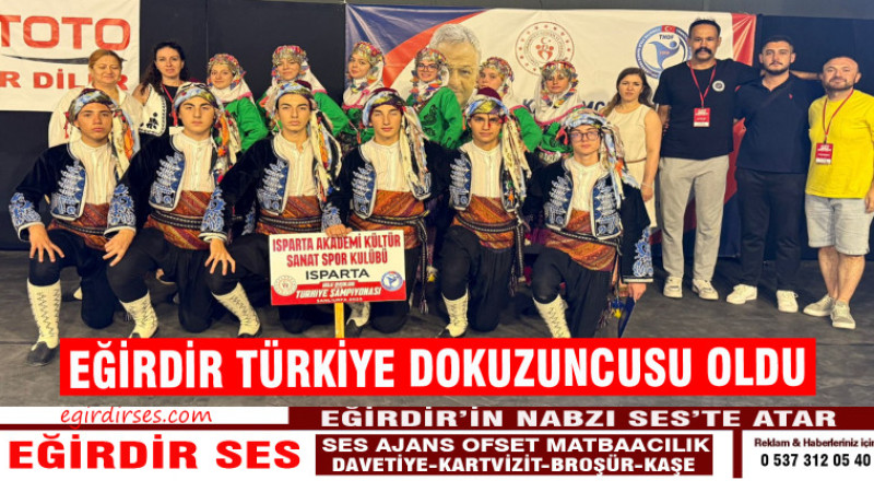 EĞİRDİR TÜRKİYE DOKUZUNCUSU OLDU